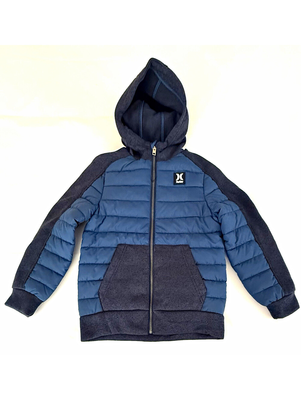 Hurley Boys Quilted Hybrid Hoodie Jacket Navy Blue M 10/12 NWT